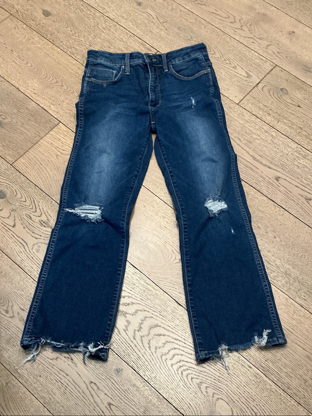 Woman’s Whetherly jeans Charlie highrise kick flare. Size 28. Distressed.Stretch